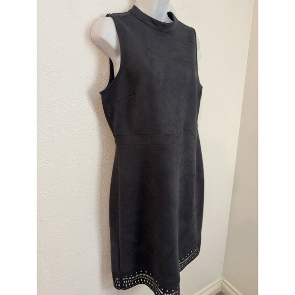Ann Taylor Factory Dress Sheath Size 12 Gray Microsuede Laser Cut Office Career - Picture 2 of 6